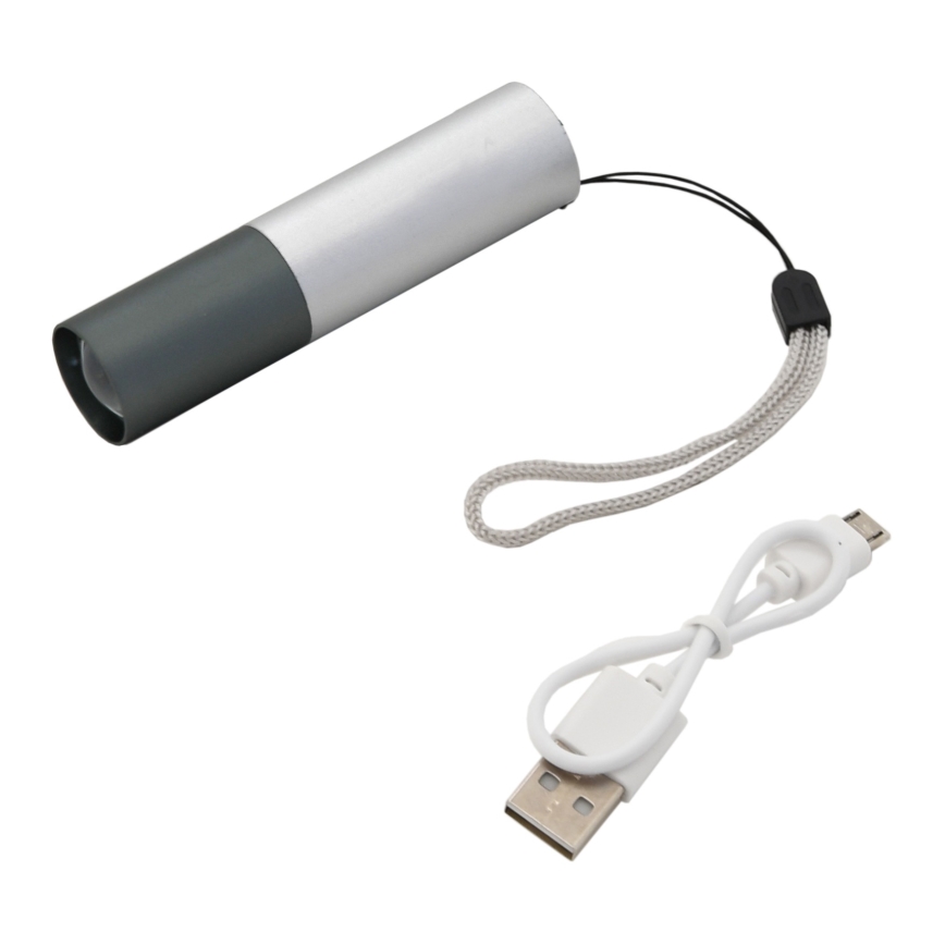 LED Фенерче LED/400mAh бяло/сиво
