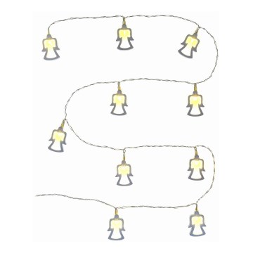 LED гирлянд 10xLED/2xAA 1,8 м топло бяло