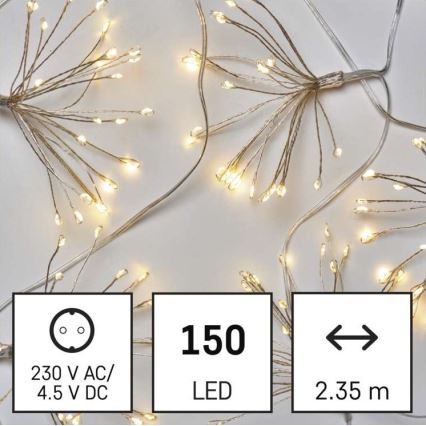 LED  гирлянд 150xLED/5,35m топла бяла