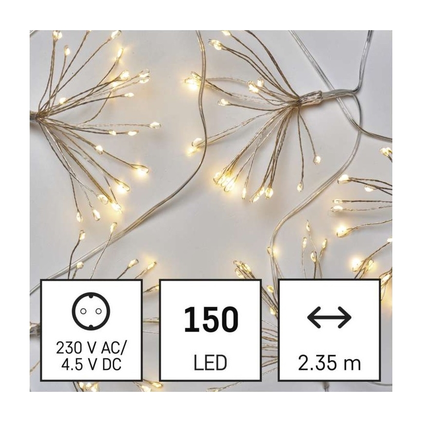 LED  гирлянд 150xLED/5,35m топла бяла