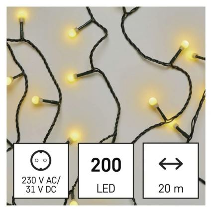 LED  гирлянд 200xLED/8 функции 20m IP44 топло бяло