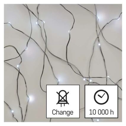 LED гирлянд 20xLED/2xAA 2,4m студено бяло
