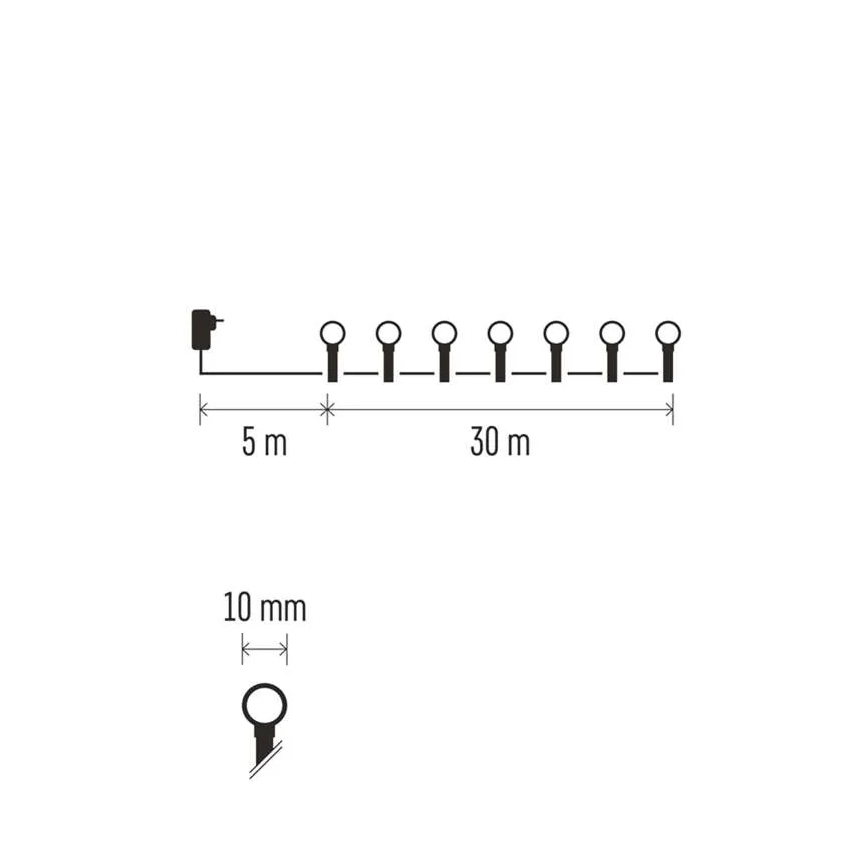 LED гирлянд 300 LED диода / 8 функции, 35 м, IP44, топло бяло