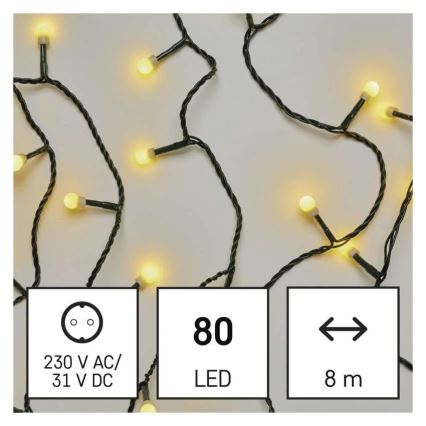 LED гирлянд 80xLED/230V/8 режима 13m IP44 топло бяло