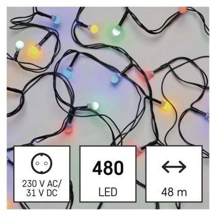 LED гирлянд с 480 светодиода, 8 режима, дължина 53 м, IP44, многоцветен