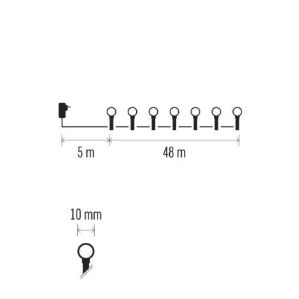 LED гирлянд с 480 светодиода, 8 режима, дължина 53 м, IP44, многоцветен