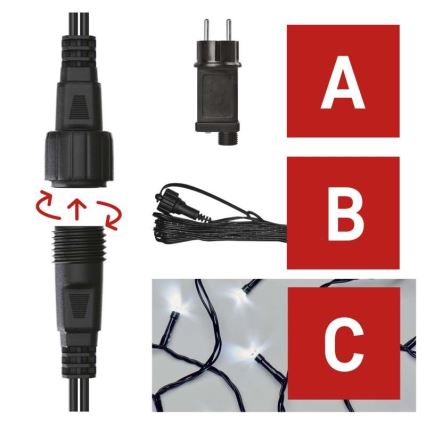 LED гирлянд за външна употреба, 100 LED / 15 м, IP44, студено бяло