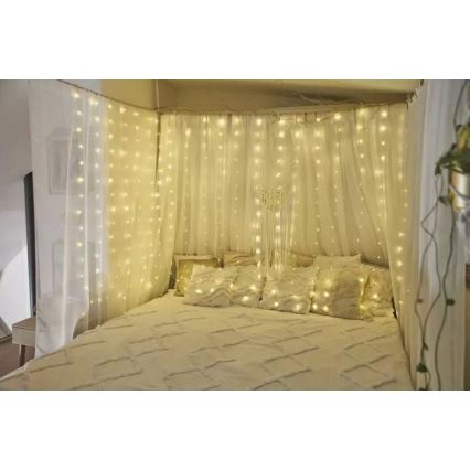 LED гирлянд за външна употреба 300 LED/8 режима 5,9 m IP44 топла бяла светлина