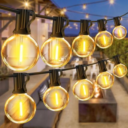 LED външен декоративен гирлянд с възможност за димиране 25xE12/1W/24/230V 17,5 m IP65 черен + дистанционно управление