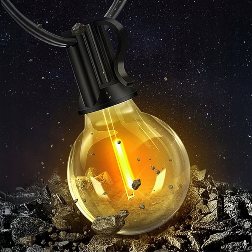 LED външен декоративен гирлянд с възможност за димиране 25xE12/1W/24/230V 17,5 m IP65 черен + дистанционно управление