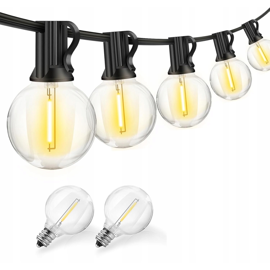 LED външен декоративен гирлянд с възможност за димиране 25xE12/1W/24/230V 17,5 m IP65 черен + дистанционно управление