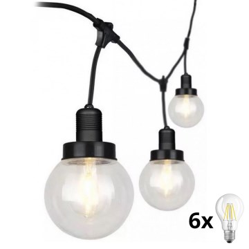 LED Градина висяща лампа PREMIUM STRING 3 м 6xE27/60W/230V IP65