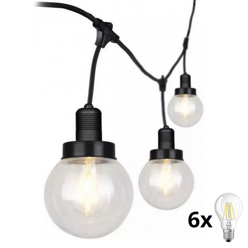 LED Градина висяща лампа PREMIUM STRING 3 м 6xE27/60W/230V IP65