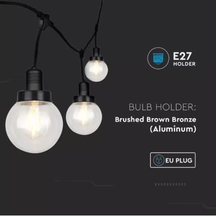 LED Градина висяща лампа PREMIUM STRING 3 м 6xE27/60W/230V IP65