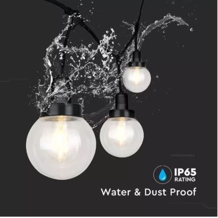 LED Градина висяща лампа PREMIUM STRING 3 м 6xE27/60W/230V IP65