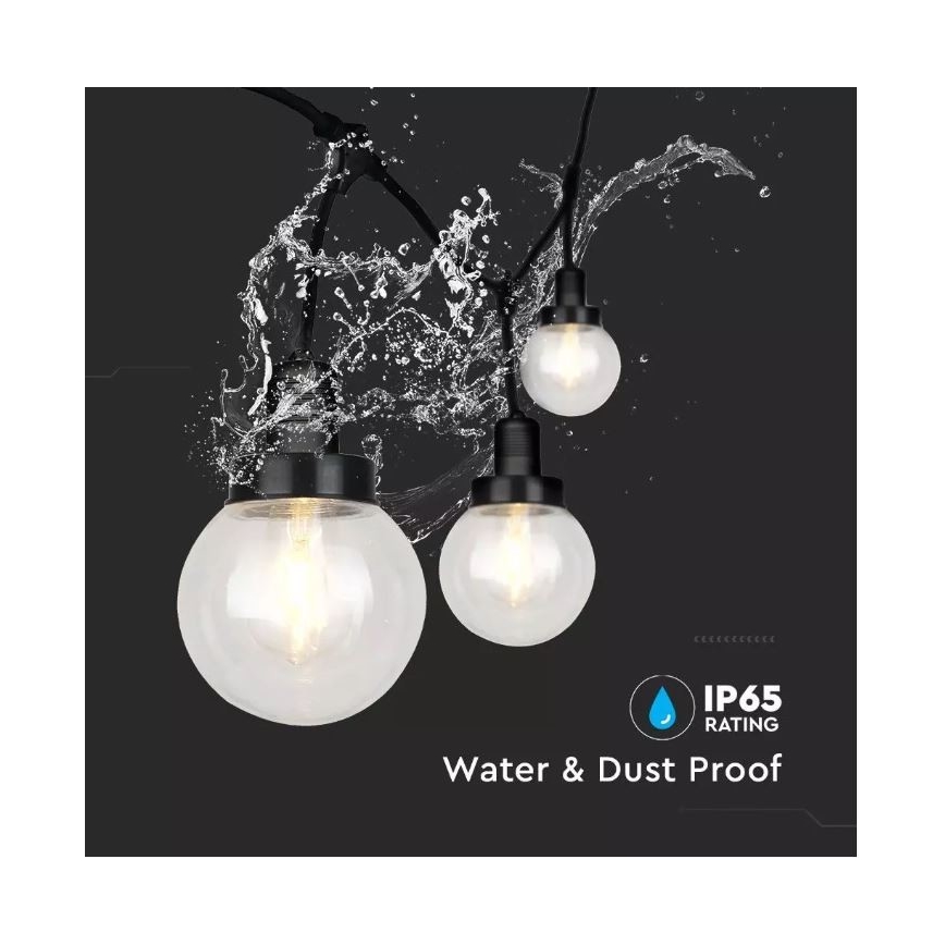 LED Градина висяща лампа PREMIUM STRING 3 м 6xE27/60W/230V IP65