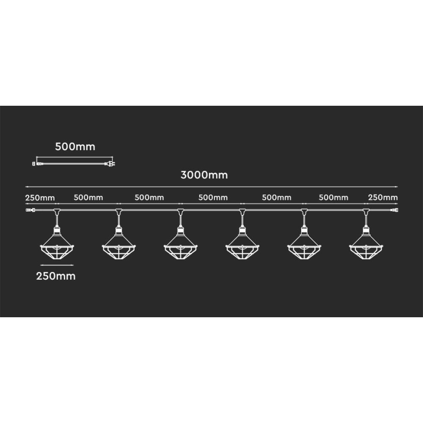 LED Градински висящи лампи PREMIUM STRING 3м 6xE27/8W/230V IP65 сиви/бронзпви