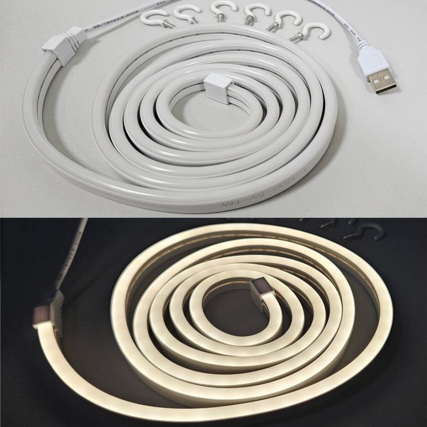 LED Гъвкав лента NEON LED/5V USB 1,8 м бял