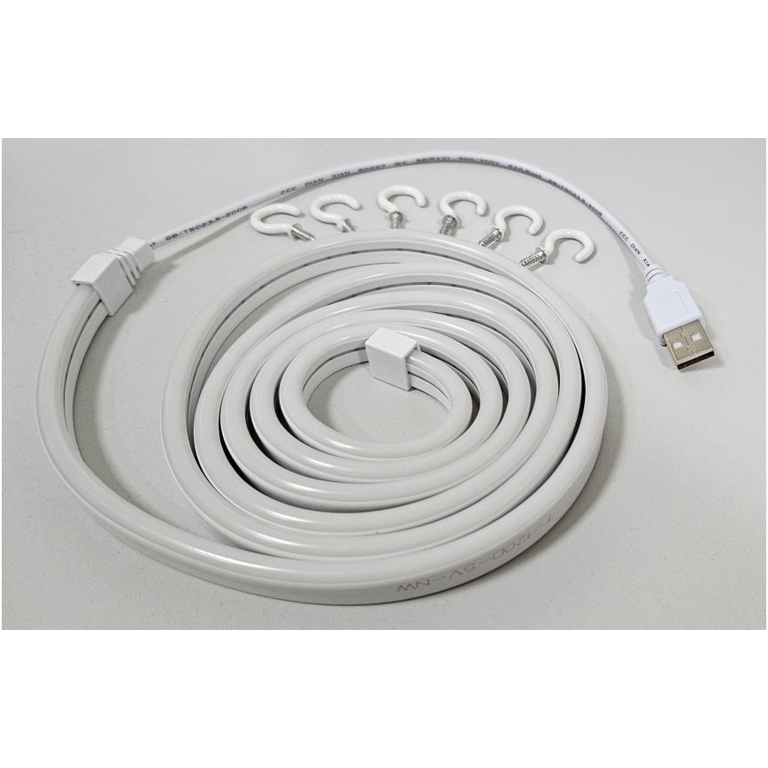 LED Гъвкав лента NEON LED/5V USB 1,8 м бял