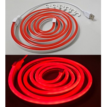 LED Гъвкав лента NEON LED/5V USB 1,8 м червен
