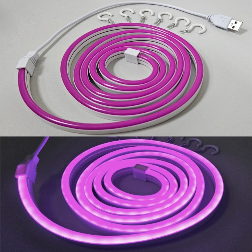 LED Гъвкав лента NEON LED/5V USB 1,8 м лилав