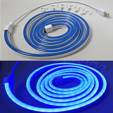 LED Гъвкав лента NEON LED/5V USB 1,8 м син