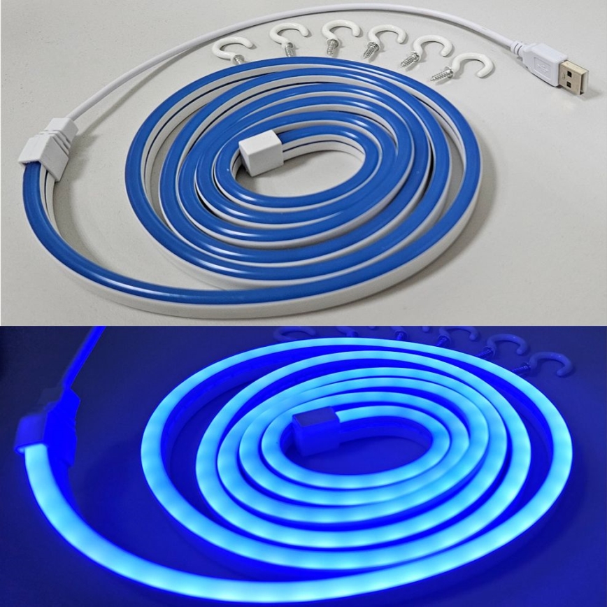 LED Гъвкав лента NEON LED/5V USB 1,8 м син