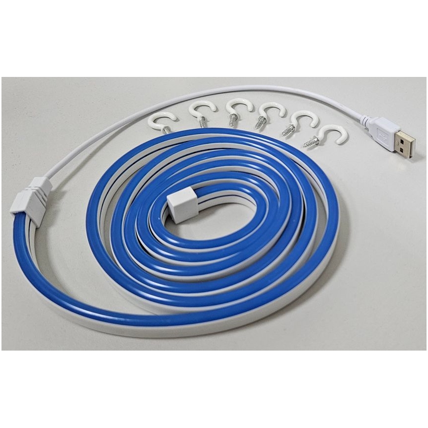 LED Гъвкав лента NEON LED/5V USB 1,8 м син