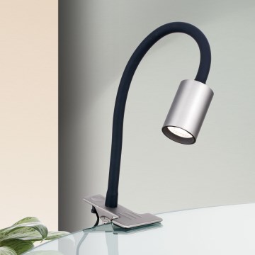 LED Гъвкав настолна лампа с щипка KURT LED/5W/230V сребрист
