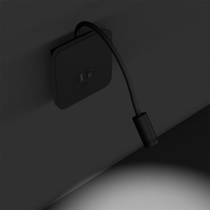 LED гъвкав стенен аплик BASE LED/8W+LED/2W/230V черен/сребрист