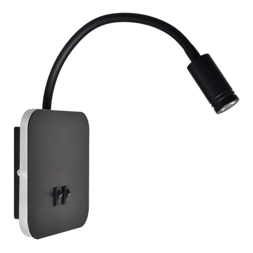 LED гъвкав стенен лампион BASE 1xLED/8W+1xLED/2W/230V черен/сребрист