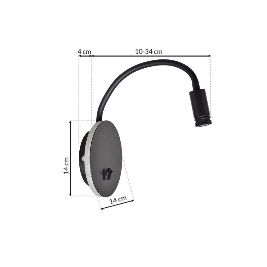 LED Гъвкав wall малко лампа BASE 1xLED/8W+1xLED/2W/230V черен/сребрист