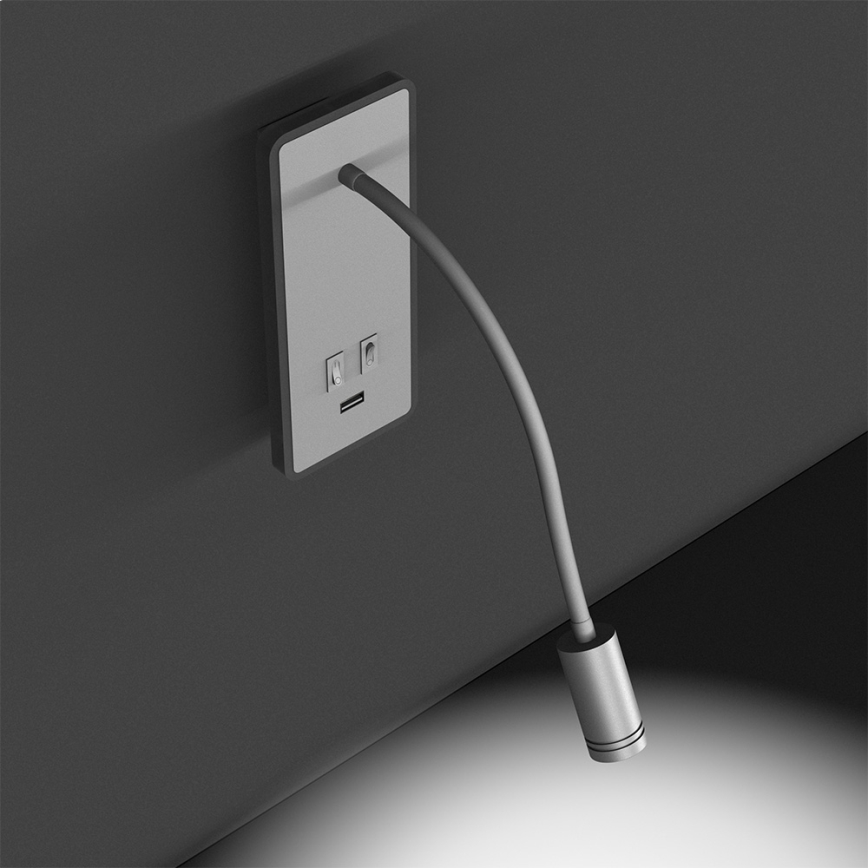 LED Гъвкав wall малко лампа с USB BASE 1xLED/8W+1xLED/2W/230V бял