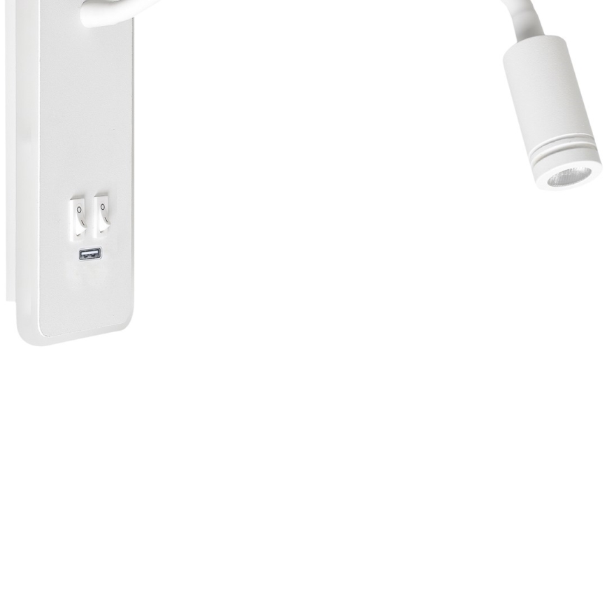 LED Гъвкав wall малко лампа с USB BASE 1xLED/8W+1xLED/2W/230V бял