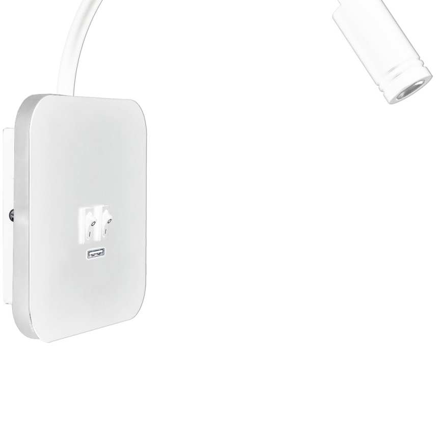 LED Гъвкав wall малко лампа с USB BASE 1xLED/8W + 1xLED/2W/230V бял