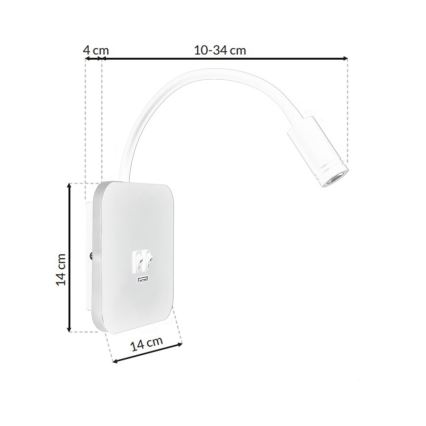 LED Гъвкав wall малко лампа с USB BASE 1xLED/8W + 1xLED/2W/230V бял