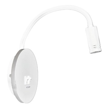 LED Гъвкав wall малко лампа с USB BASE 1xLED/8W+1xLED/2W/230V бял/сребрист