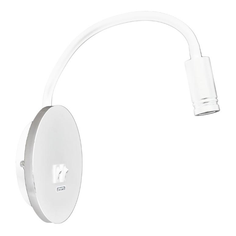 LED Гъвкав wall малко лампа с USB BASE 1xLED/8W+1xLED/2W/230V бял/сребрист