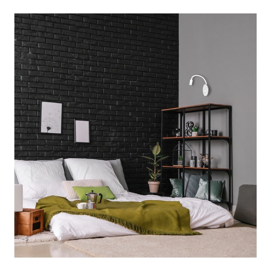 LED Гъвкав wall малко лампа с USB BASE 1xLED/8W+1xLED/2W/230V бял/сребрист