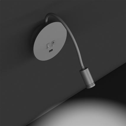 LED Гъвкав wall малко лампа с USB BASE 1xLED/8W+1xLED/2W/230V бял/сребрист