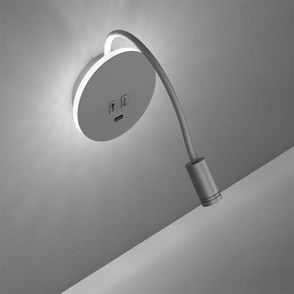 LED Гъвкав wall малко лампа с USB BASE 1xLED/8W+1xLED/2W/230V бял/сребрист