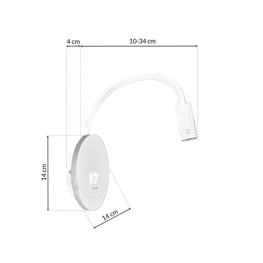 LED Гъвкав wall малко лампа с USB BASE 1xLED/8W+1xLED/2W/230V бял/сребрист