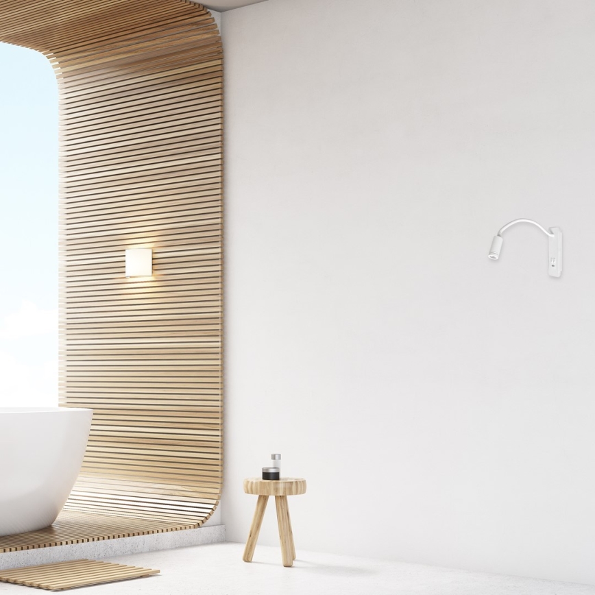 LED Гъвкава настенна лампа с USB BASE LED/8W+LED/2W/230V бяла