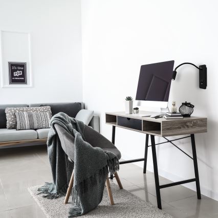 LED гъвкава настенна лампичка с USB BASE LED/8W+LED/2W/230V черна