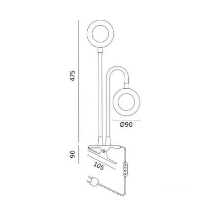 LED регулируема гъвкава настолна лампа с клипс за отглеждане на растения VITARO 2xLED/4W/230V черна