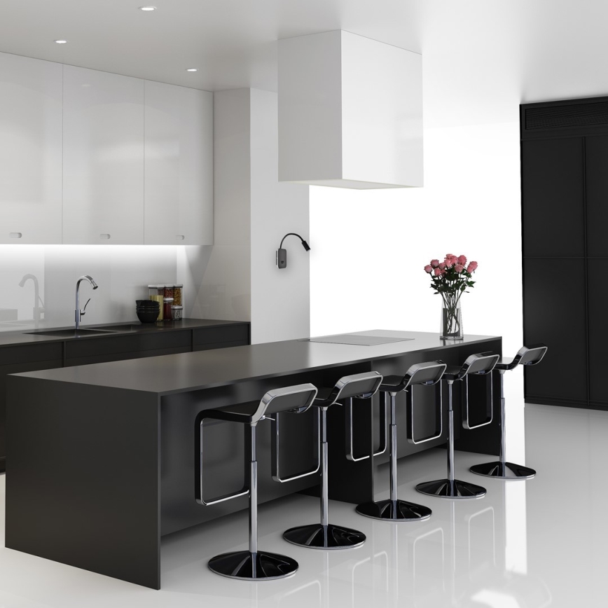 LED гъвкав стенен лампион BASE 1xLED/8W+1xLED/2W/230V черен/сребрист