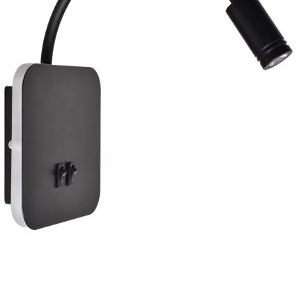 LED гъвкав стенен лампион BASE 1xLED/8W+1xLED/2W/230V черен/сребрист