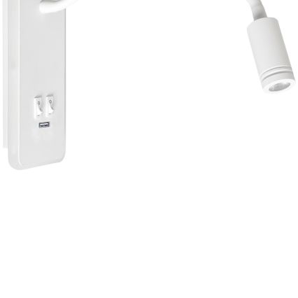 LED гъвкав стенен лампион с USB BASE 1xLED/8W+1xLED/2W/230V бял