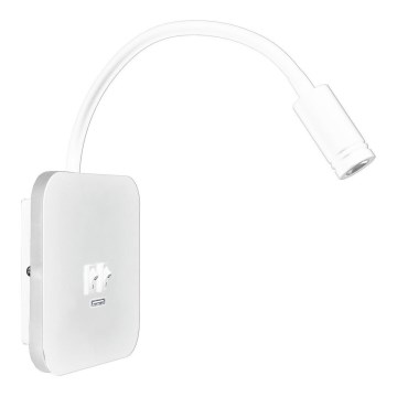 LED гъвкава стенна лампа с USB BASE LED/8W + LED/2W/230V бяла