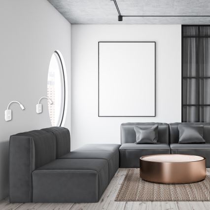 LED гъвкава стенна лампа с USB BASE LED/8W + LED/2W/230V бяла